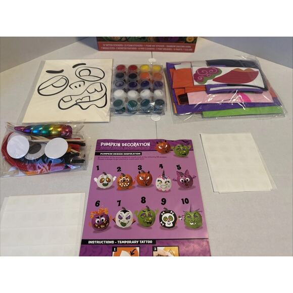 NEW Opened Box, Klever kits Halloween 10 Pumpkin Decorating Crafts Kit! - Picture 2 of 4